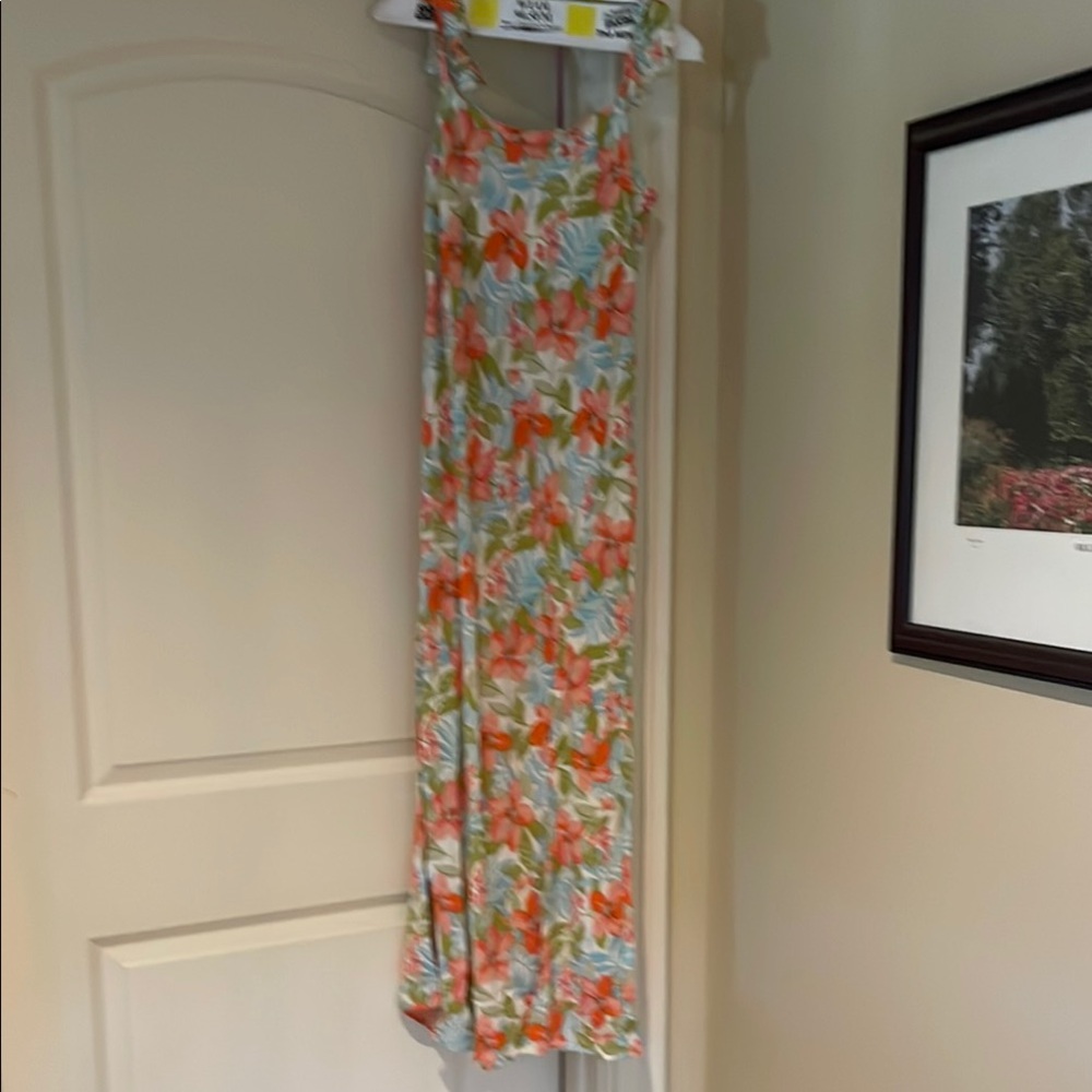 Roxy Floral Maxi Dress - Orange and Green